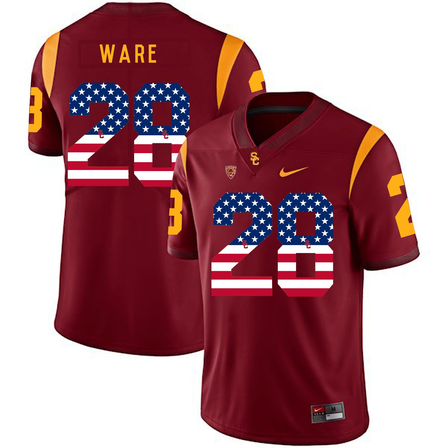 Men USC Trojans #28 Ware Red Flag Customized NCAA Jerseys->customized ncaa jersey->Custom Jersey